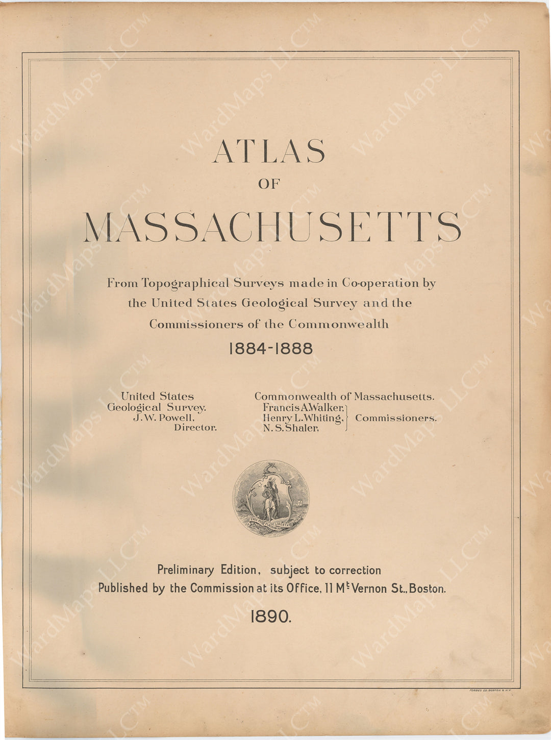 USGS Massachusetts 1890 Title Page