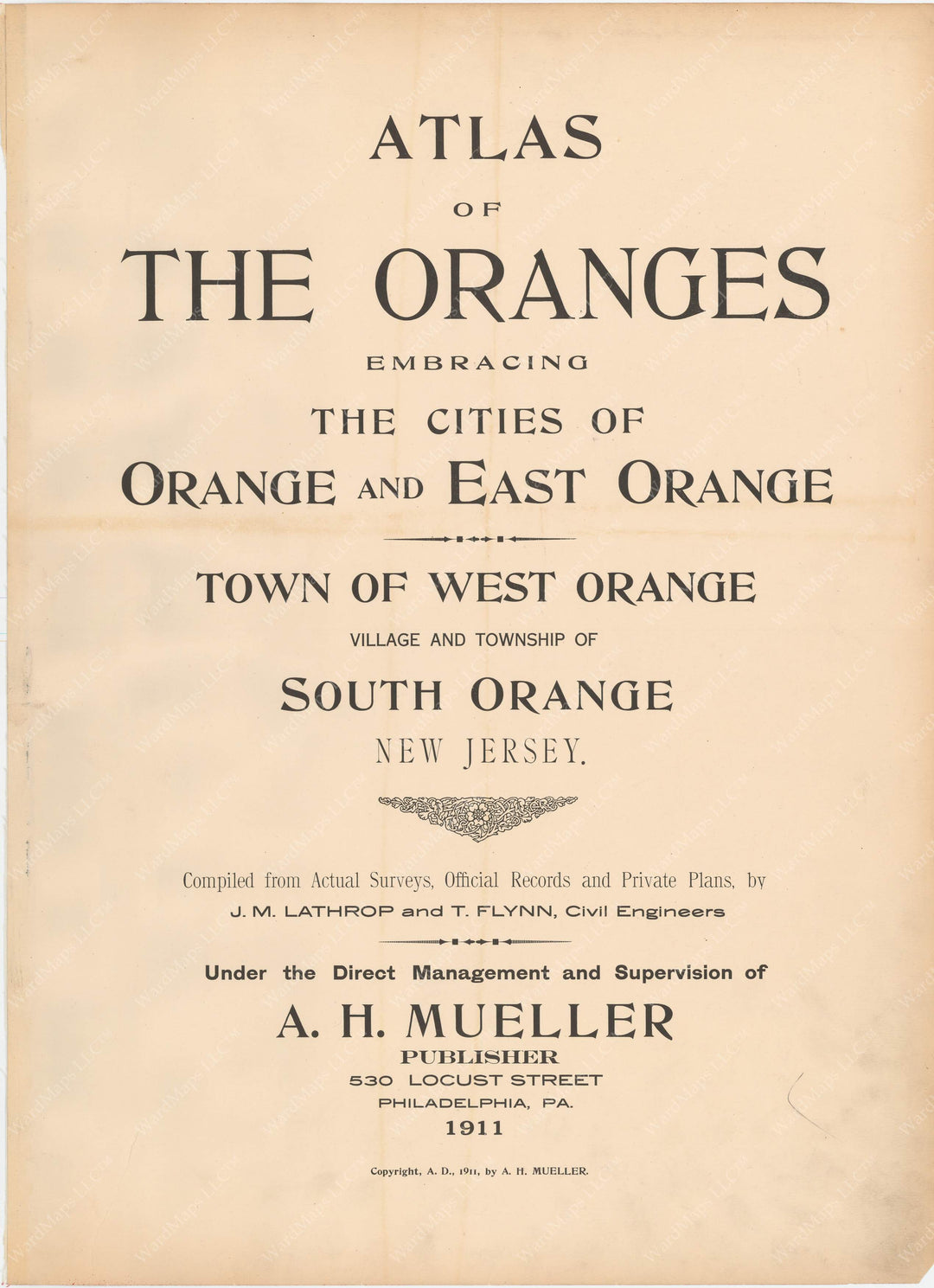 The Oranges, New Jersey 1911 Title Page