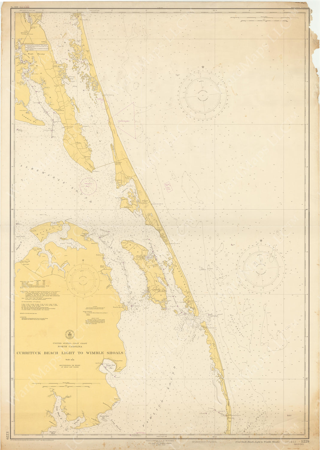 USC&GS North Carolina: Currituck Beach Light to Wimble Shoals 1950