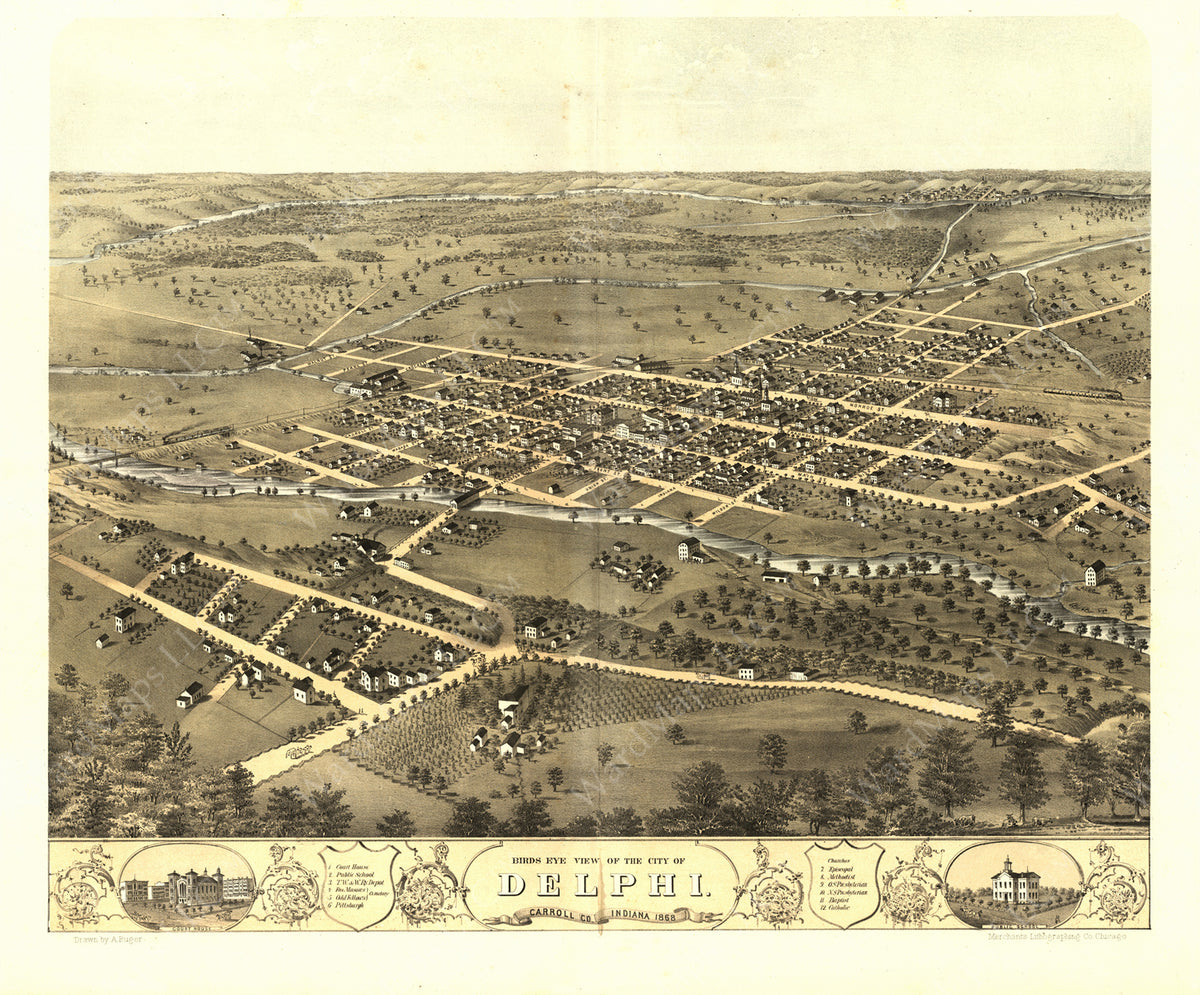 Delphi, Indiana 1868 – WardMaps LLC