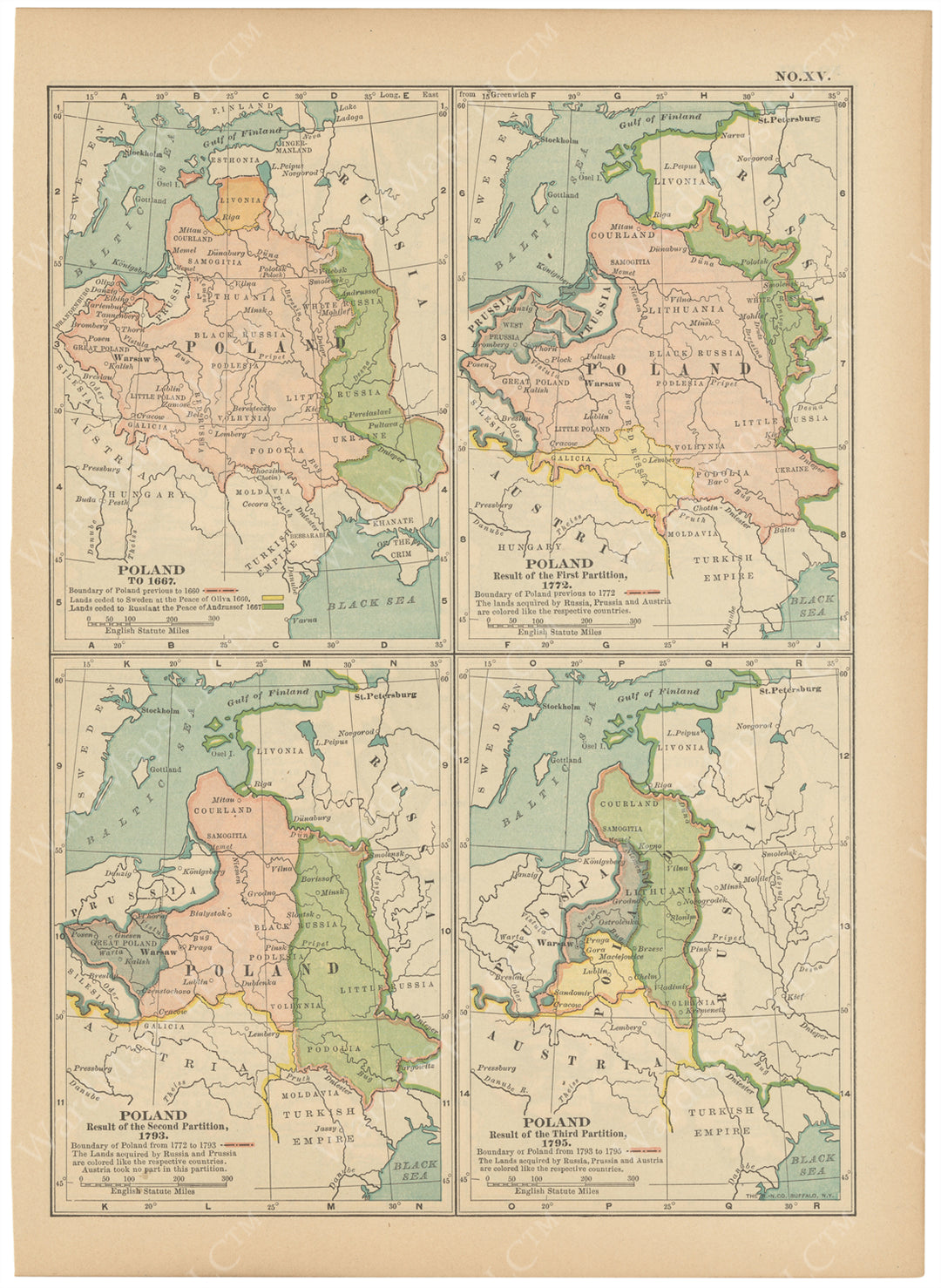 Classical Map 1914 no. XV: Poland in the 17th and 18th Centuries
