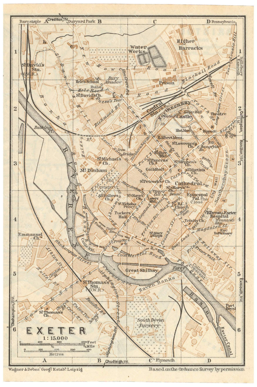 Framed Exeter Map Exeter, England 1937 – WardMaps LLC