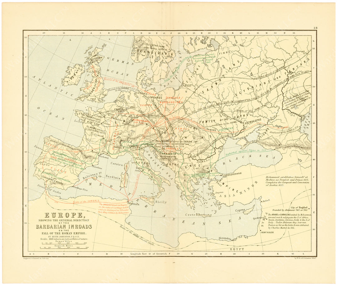 Classical Map c.1897: Fall of the Roman Empire