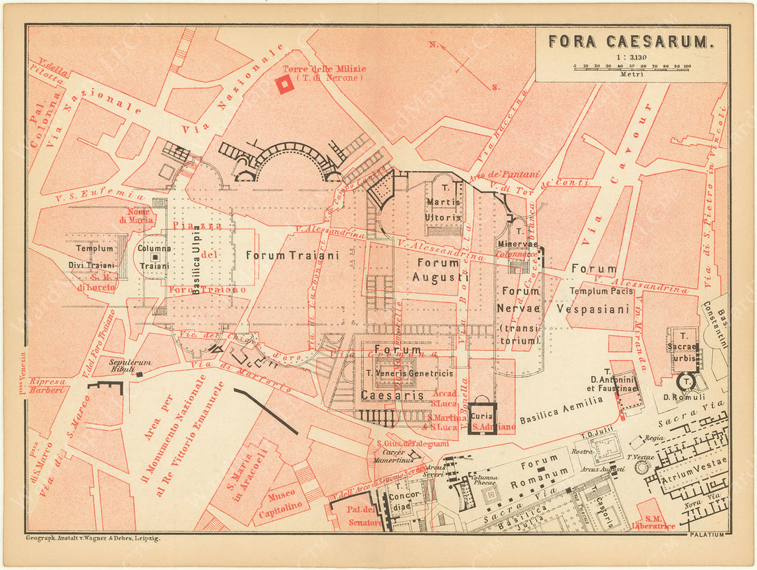 Rome, Italy 1890: Roman Forums of the Caesars