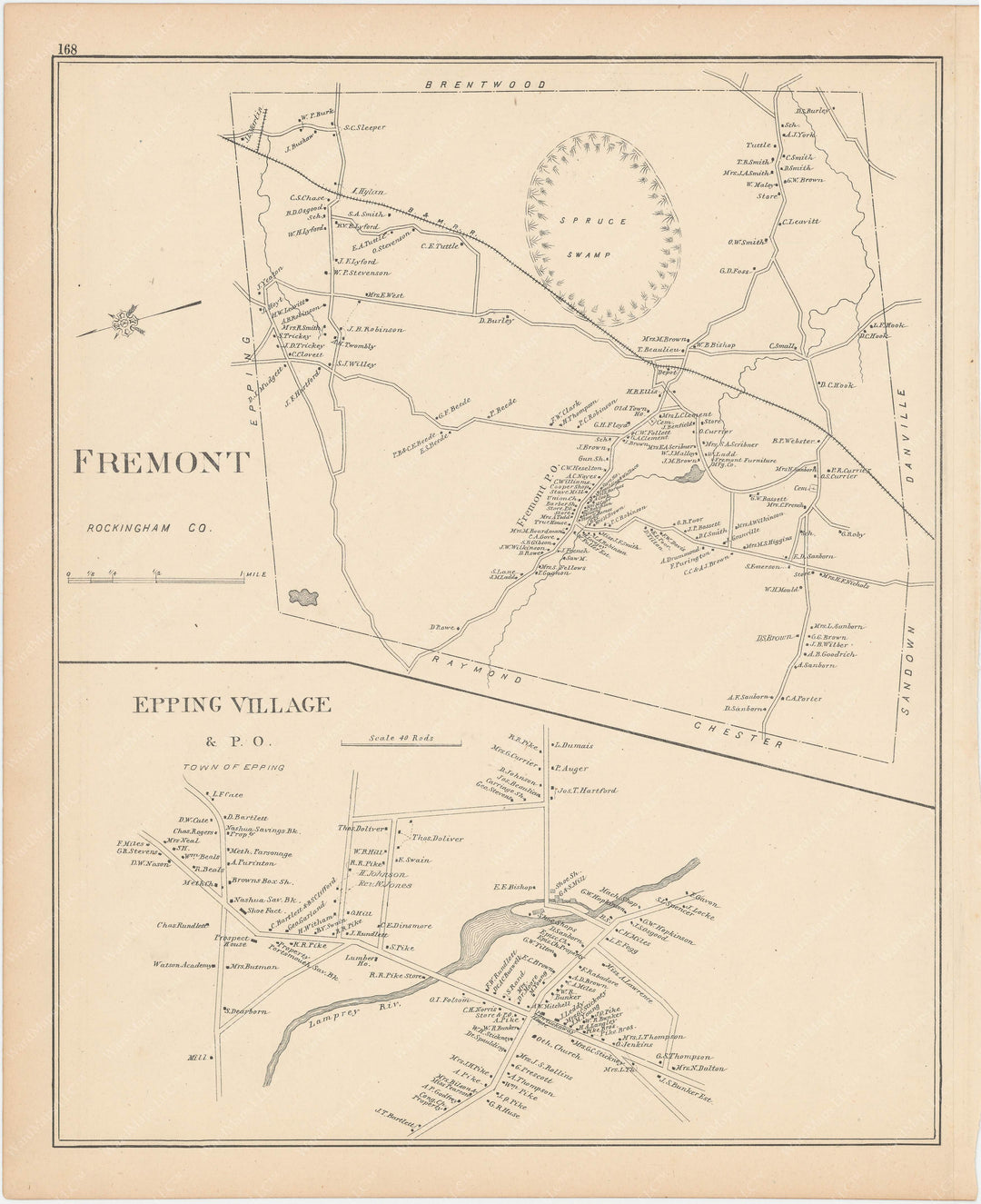 Fremont and Epping Center, New Hampshire 1892