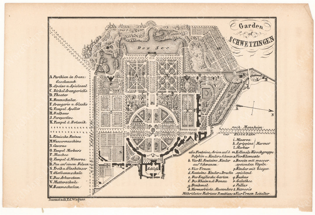 Schwetzingen, Germany 1868: Garden