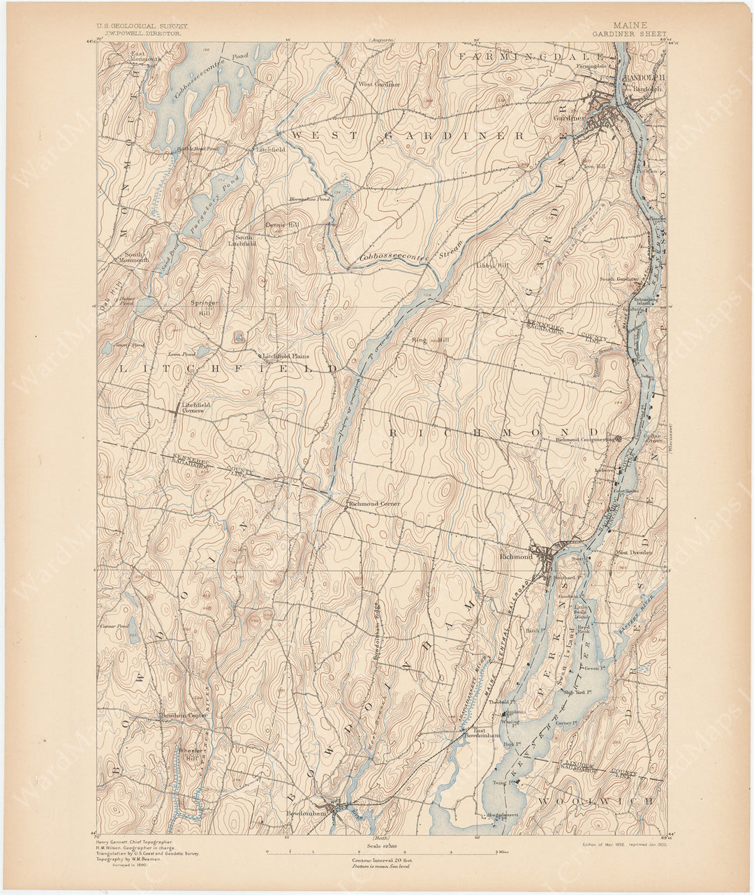 USGS Maine: Gardiner Sheet 1900