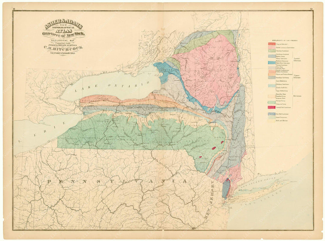 New York State 1870: Geological Map