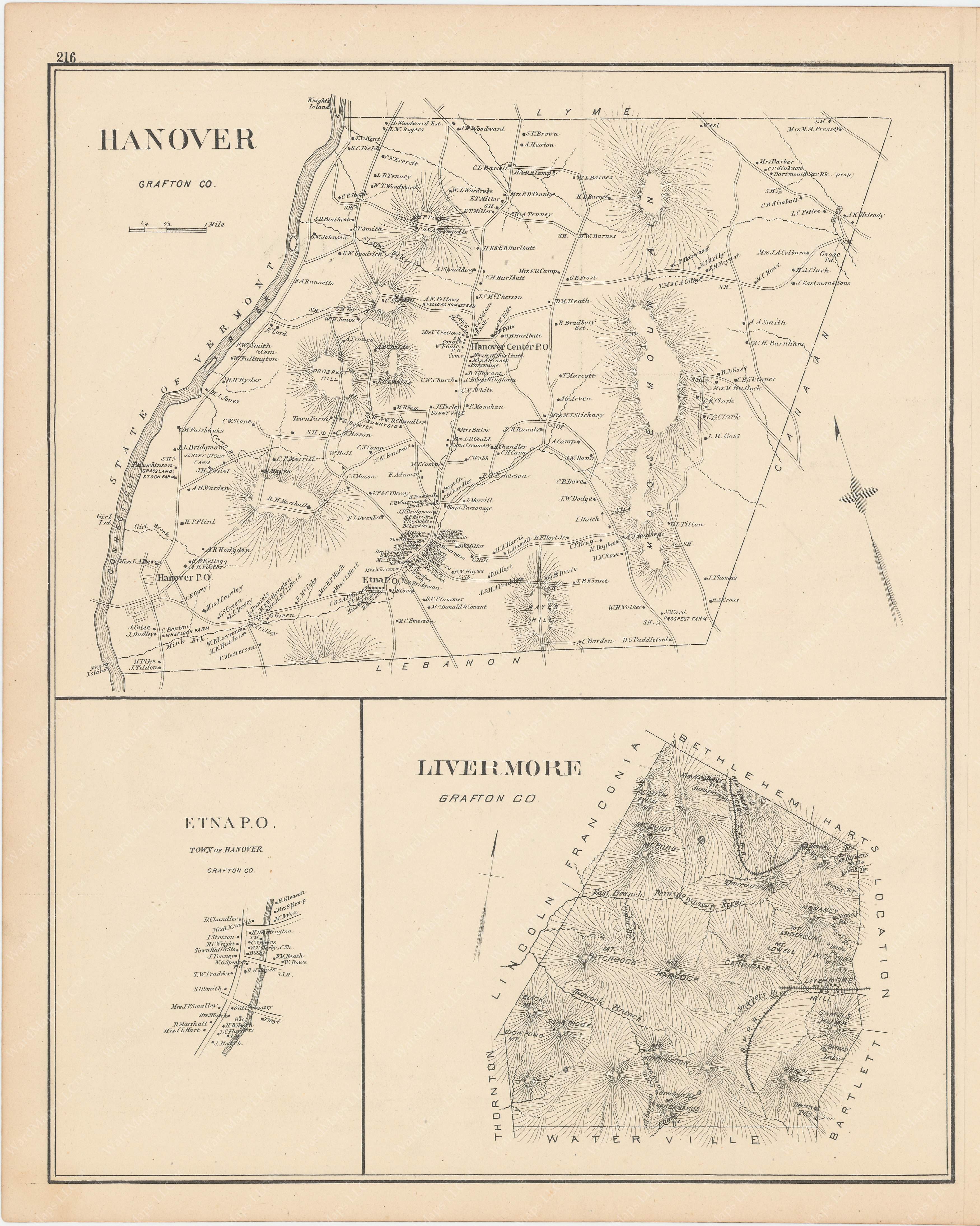 Hancock and Livermore, New Hampshire 1892 – WardMaps LLC