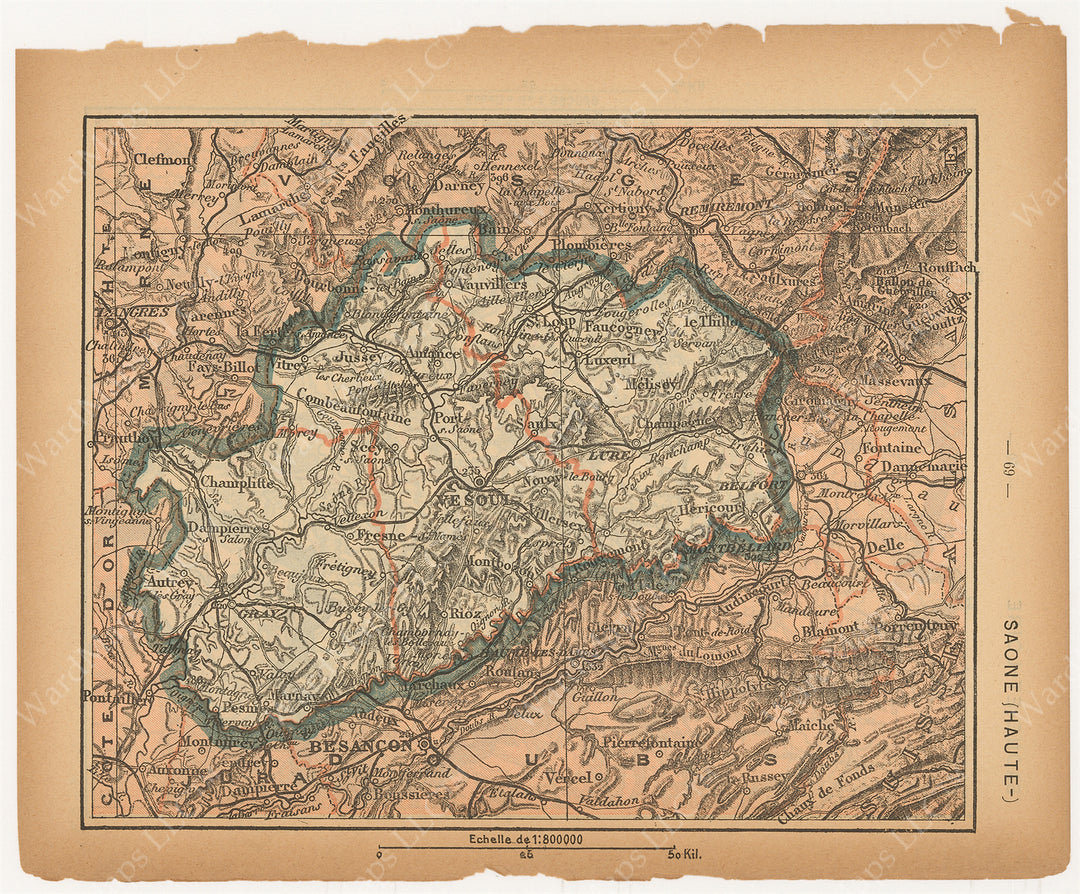 France Departments 1888: Haute-Saone
