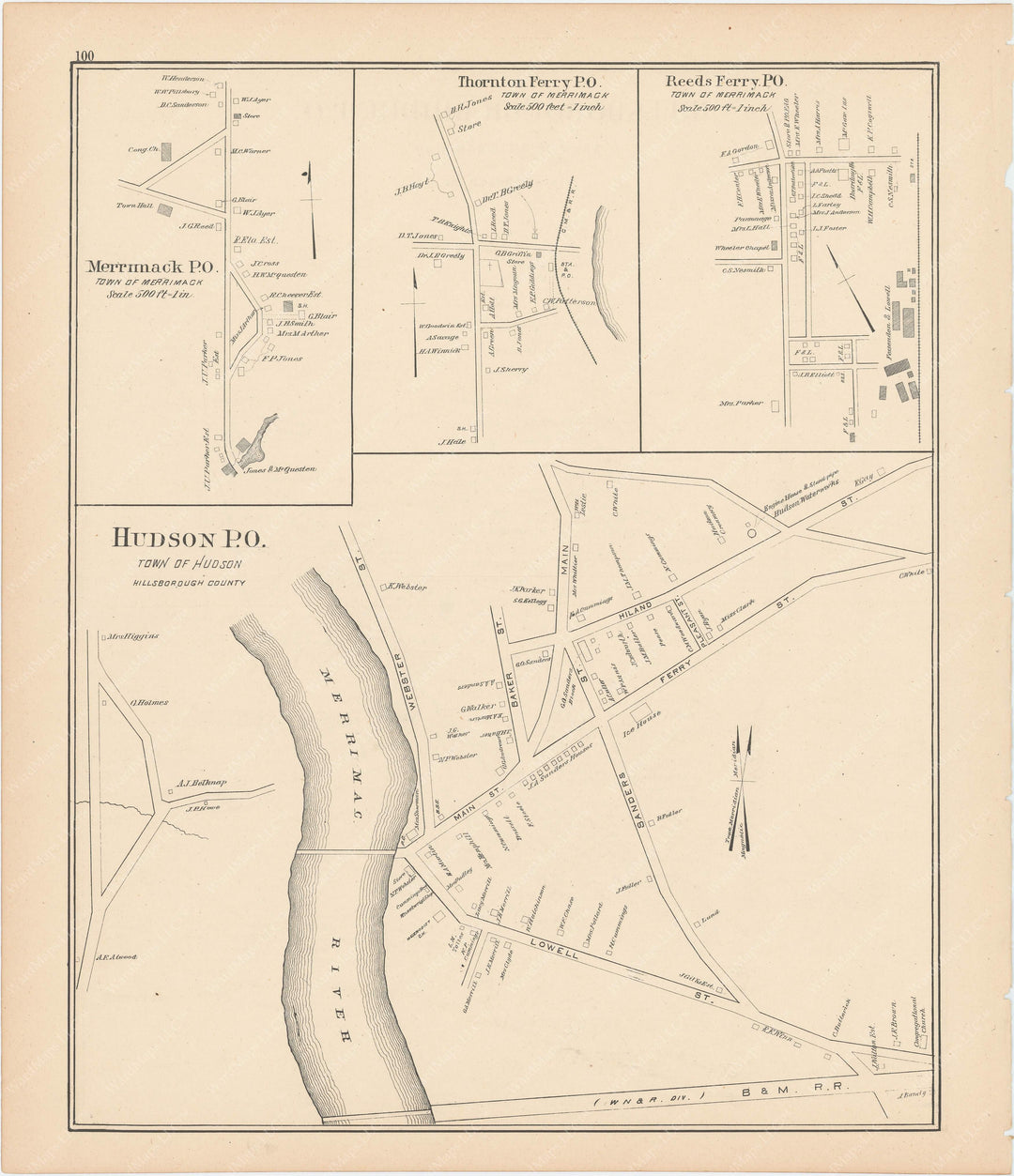 Hudson and Merrimack, New Hampshire 1892