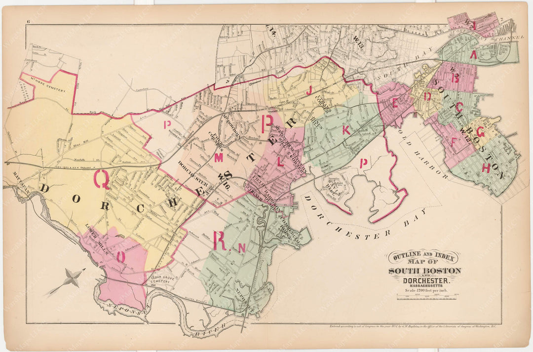 South Boston and Dorchester, Massachusetts 1874 Index Map