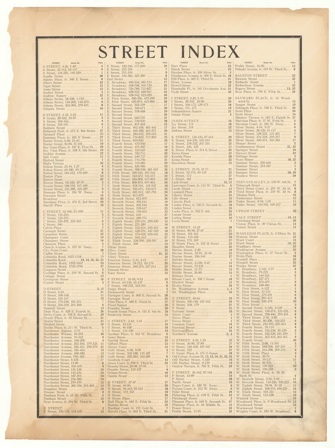 South Boston, Massachusetts 1919 Street Index