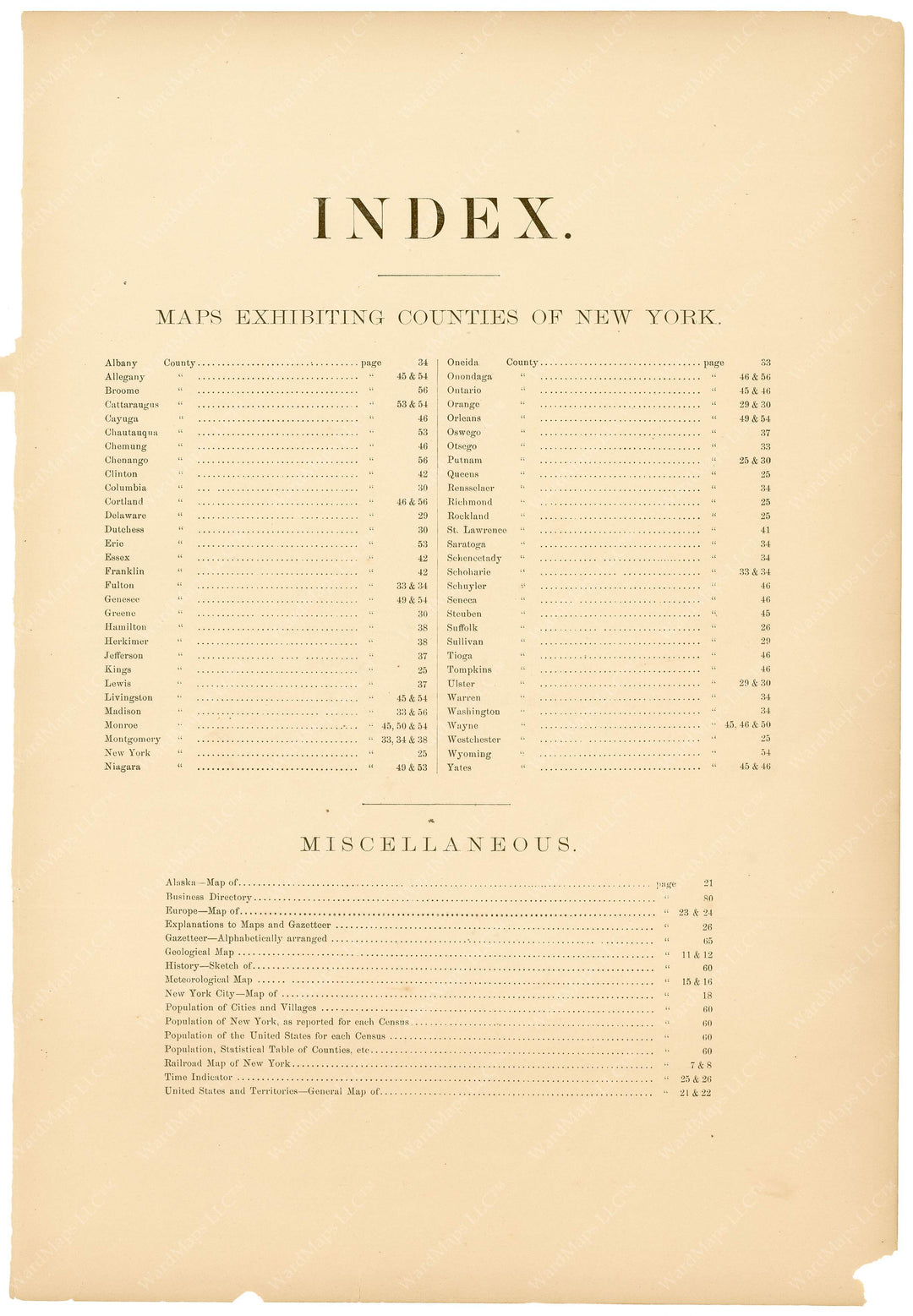 New York 1870: Index