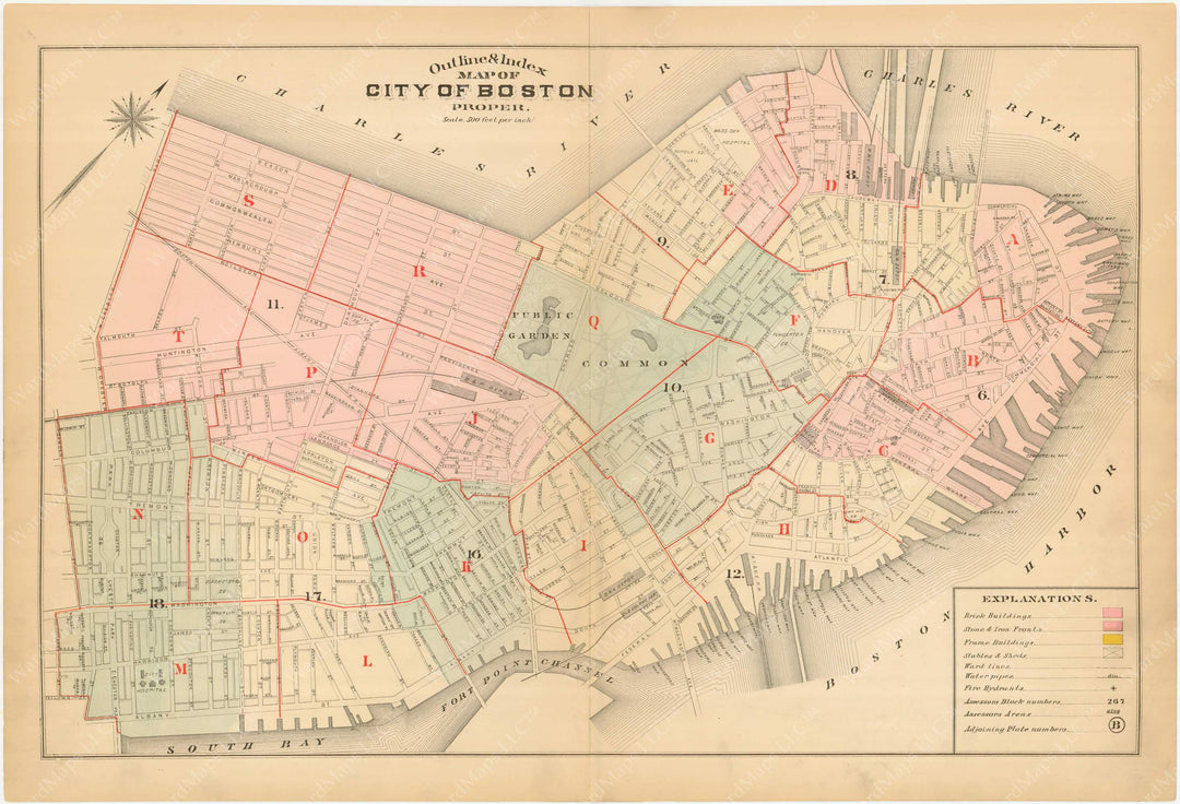 Boston, Massachusetts 1883 Index Map