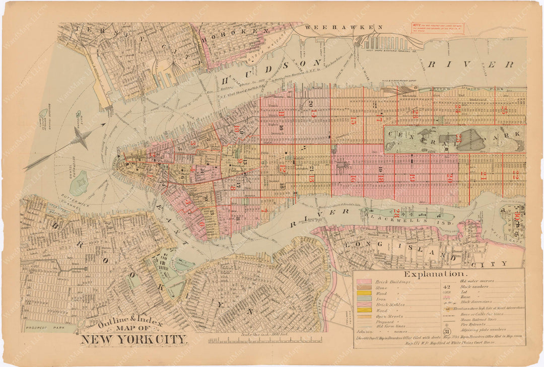 New York City 1885 Index Map South