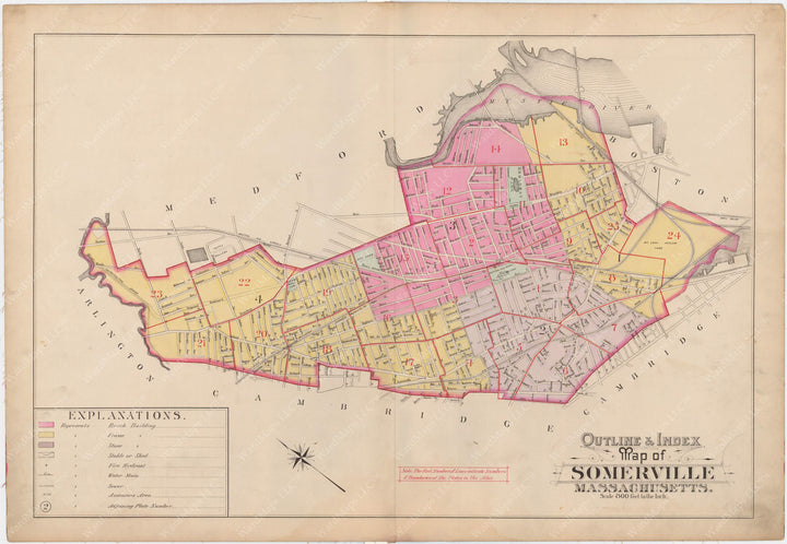 Somerville Zip Code Map Somerville, Massachusetts 1895 Index Map – WardMaps LLC