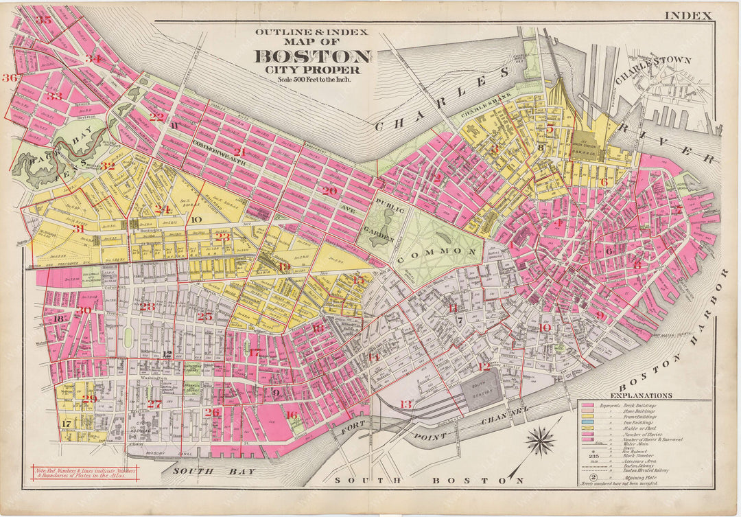 Boston, Massachusetts 1908 Index Map