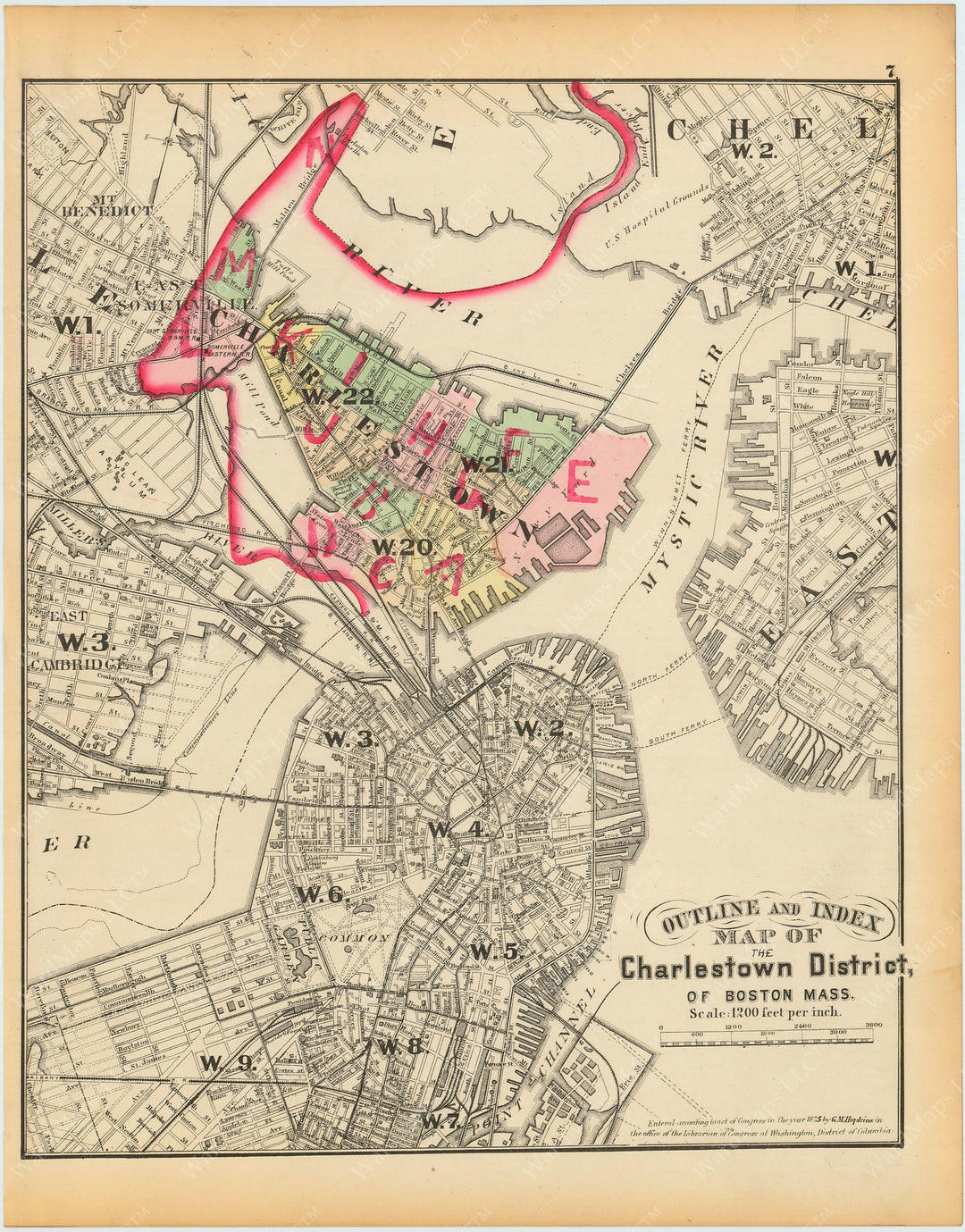 Charlestown, Massachusetts 1875 Index Map – WardMaps LLC