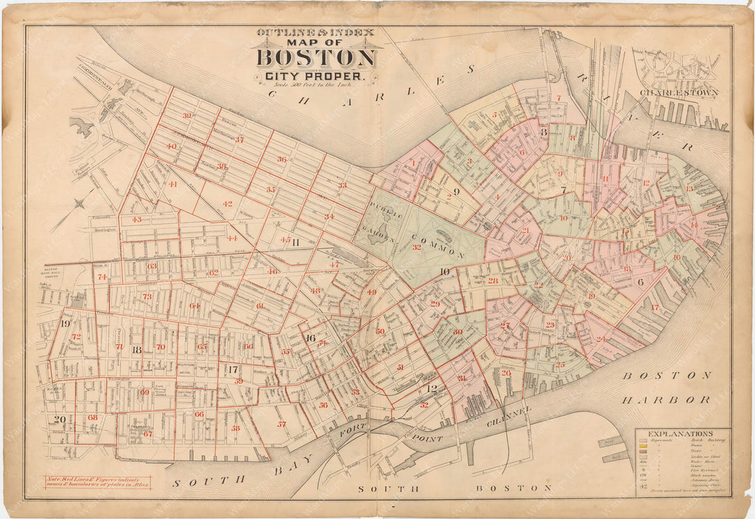 Boston, Massachusetts 1888 Vol. 1 Index Plate