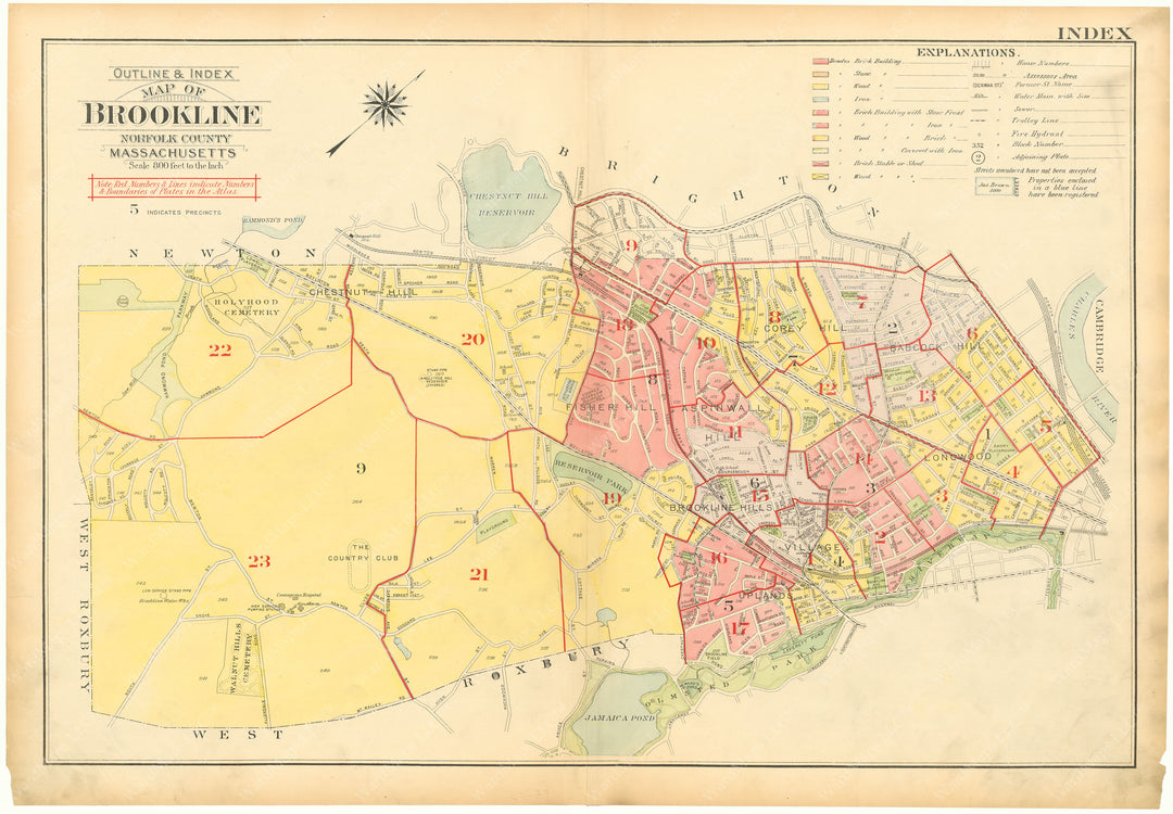 Brookline, Massachusetts 1919 Index Map