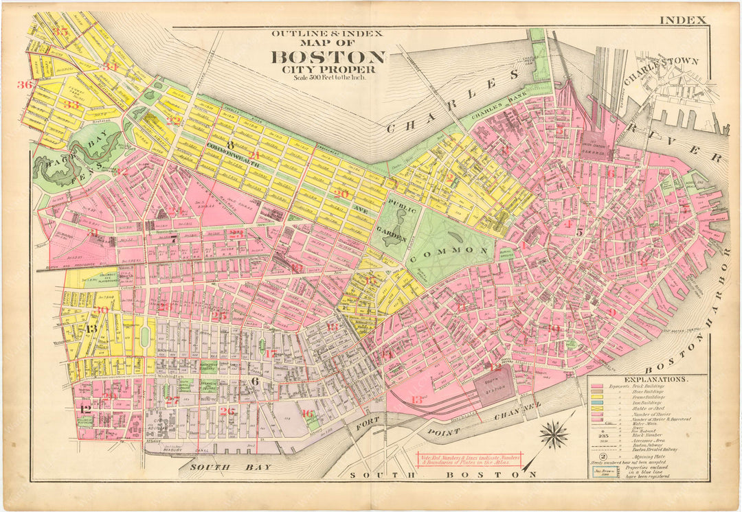 Boston, Massachusetts 1917 Index Map