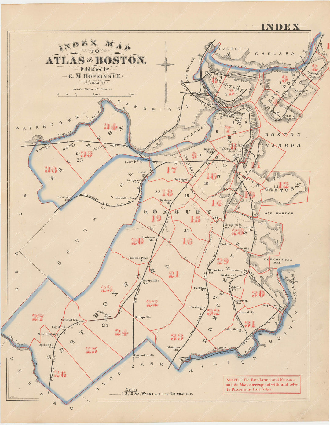 Boston, Massachusetts 1882 Index Map