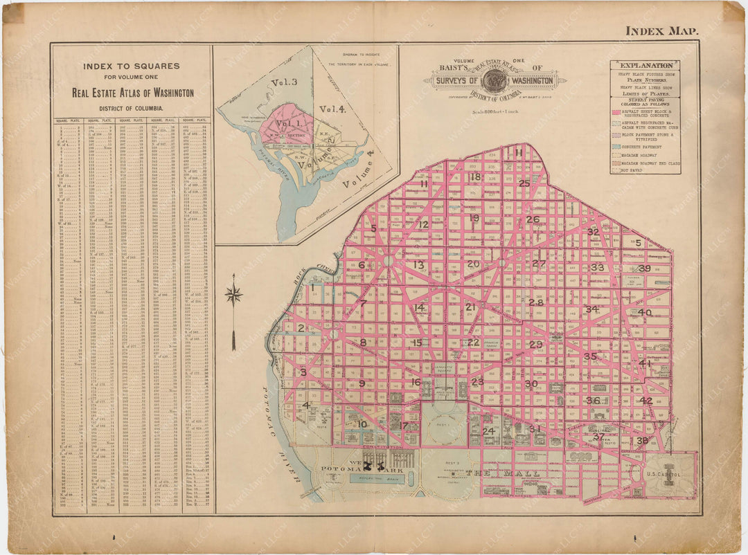 Washington, D.C. 1939 Vol. 1, Inner NW: Index Map