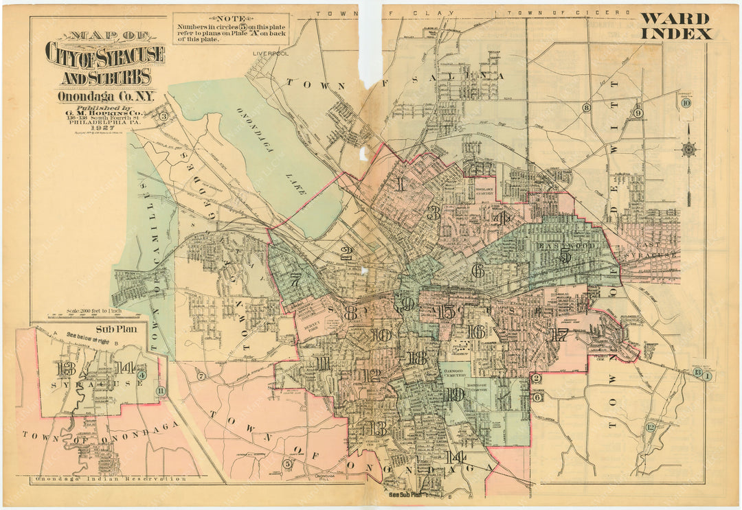 Syracuse, New York 1924 Ward Index Map