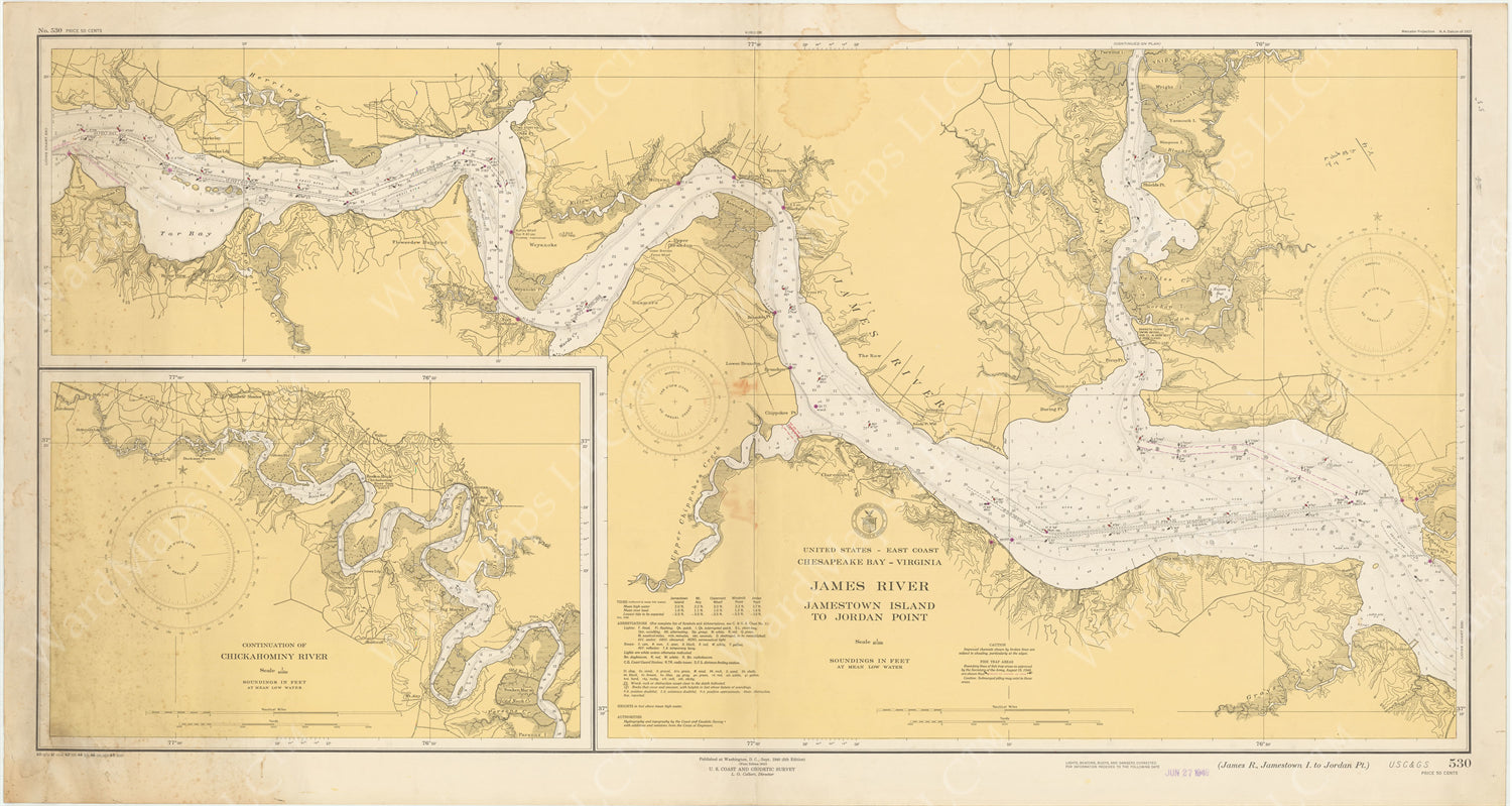 USC&GS Virginia - James River: Jamestown Island to Jordan Point 1949 ...