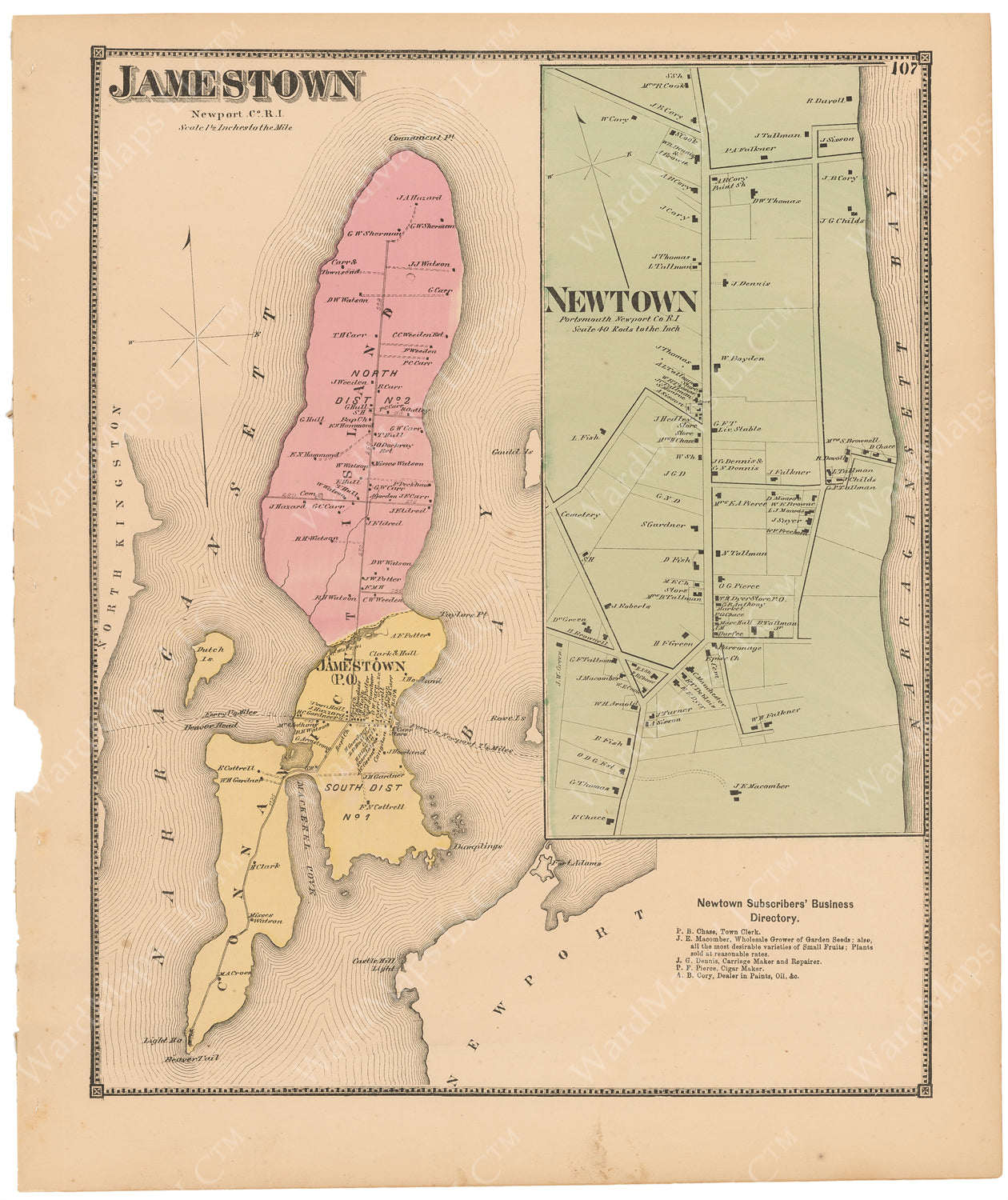 Jamestown and Portsmouth, Rhode Island 1870 WardMaps LLC