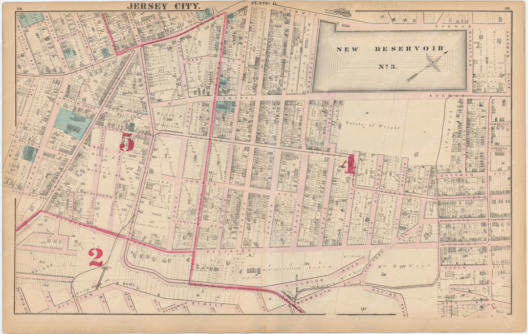 New Jersey and Hudson County 1873: Jersey City Plate G