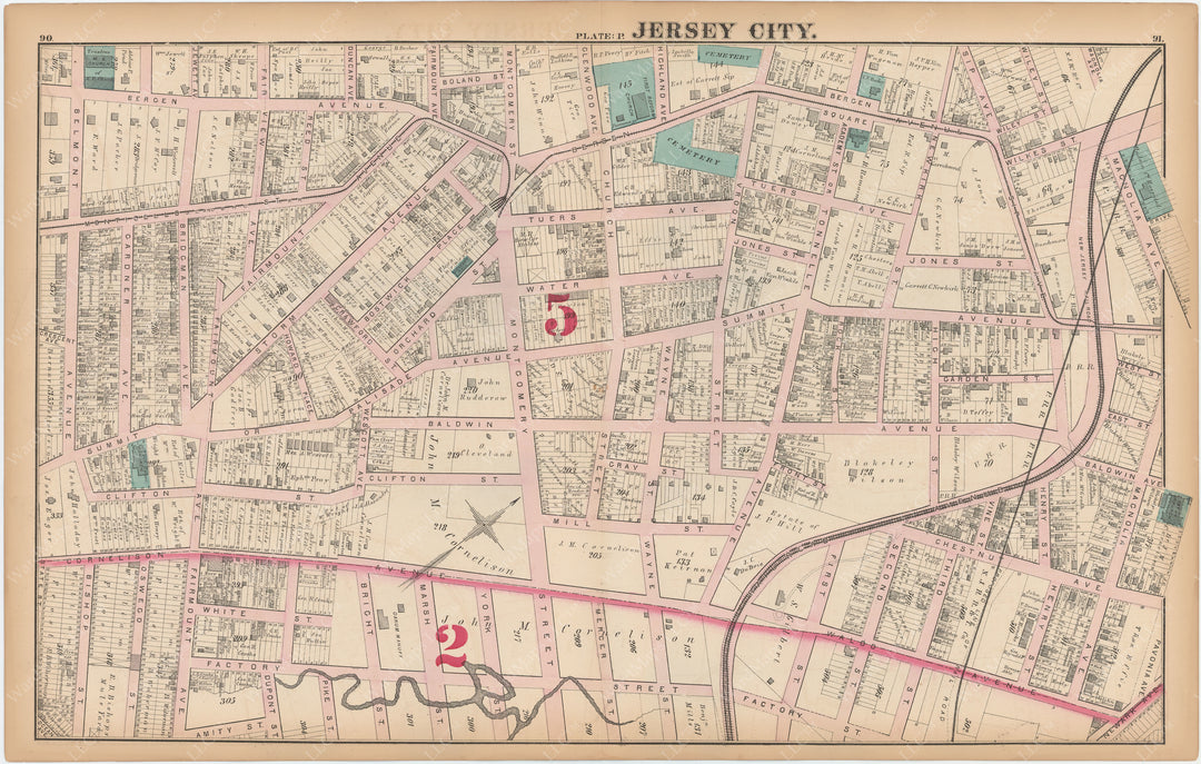 New Jersey and Hudson County 1873: Jersey City Plate P