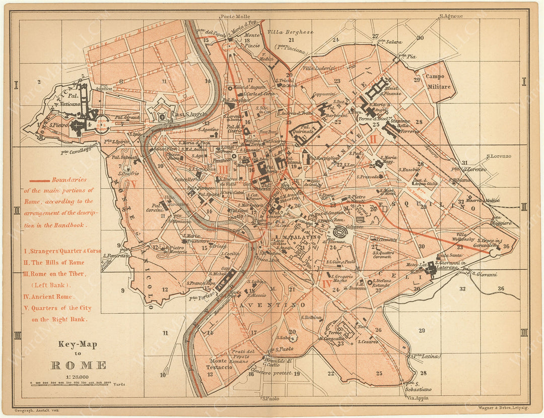 Rome, Italy 1890: Key Map