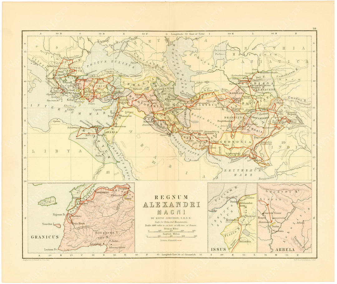 Classical Map c.1897: Kingdom of Alexander the Great