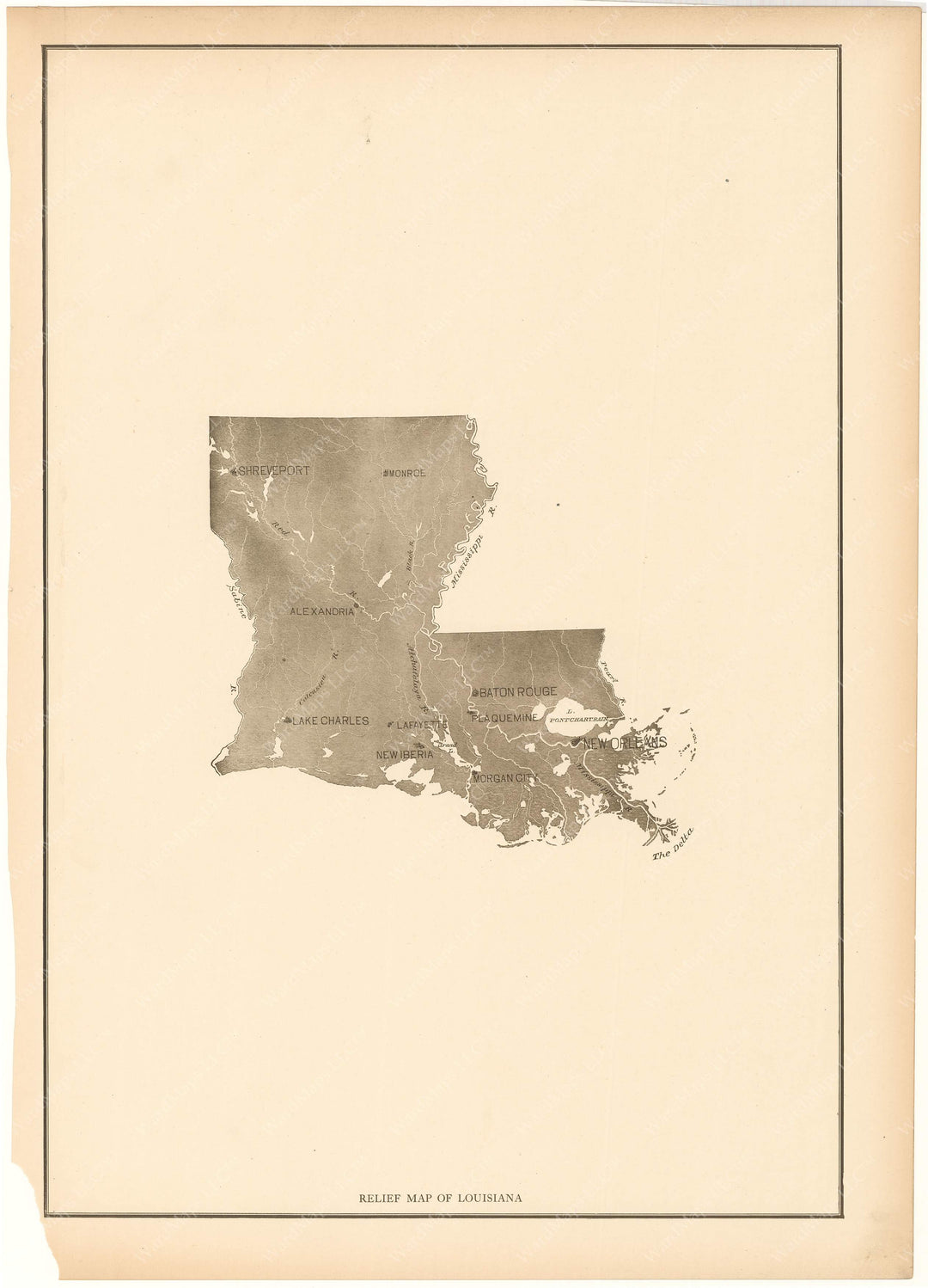 Louisiana 1912: Relief Map