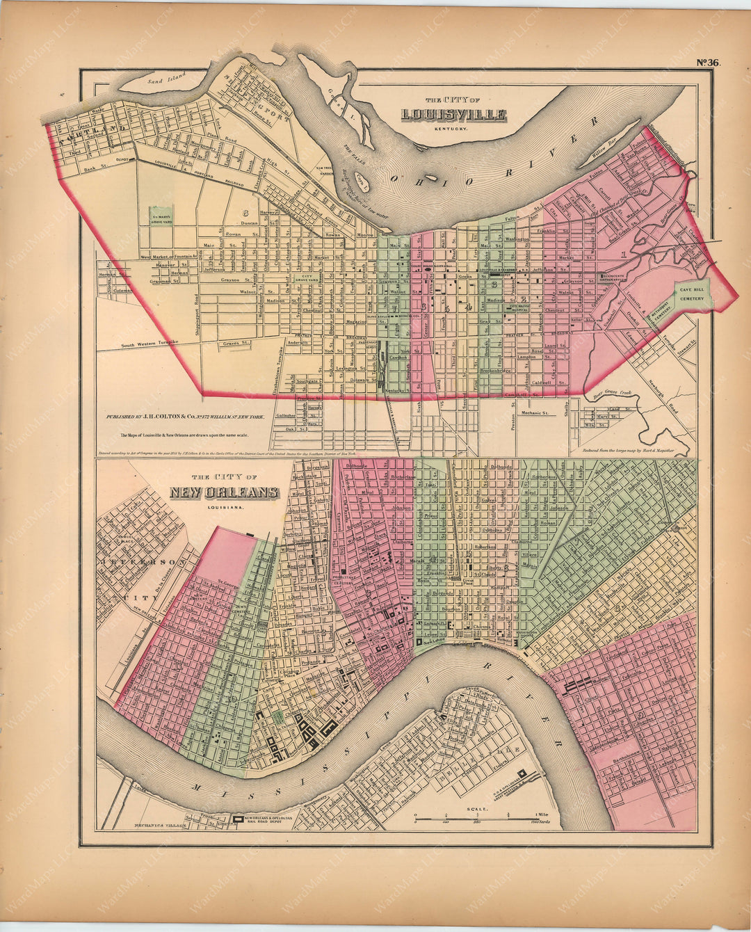 Louisville, KY and New Orleans, LA 1857