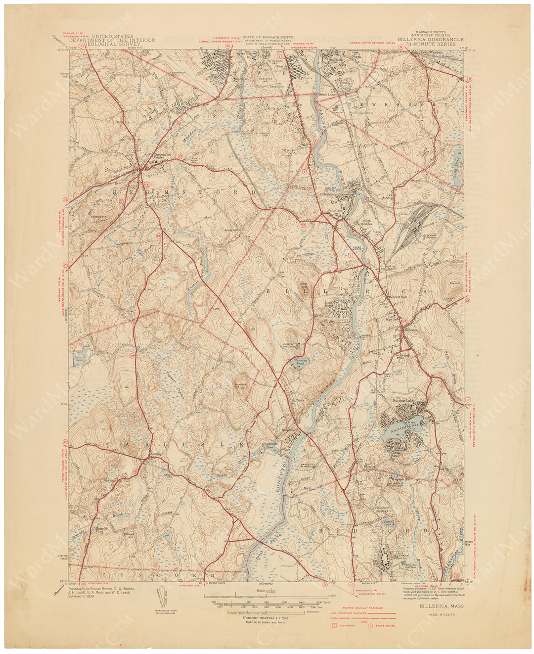 USGS Massachusetts: Billerica Sheet 1941