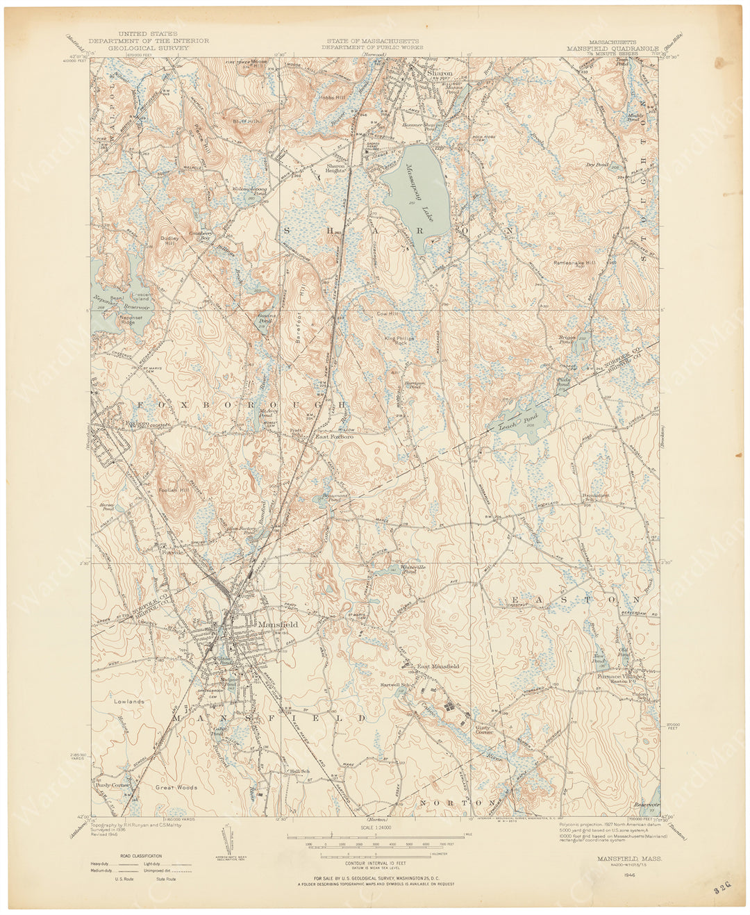 USGS Massachusetts: Mansfield Sheet 1946