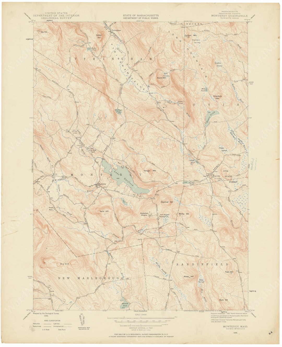 USGS Massachusetts: Monterey Sheet 1946