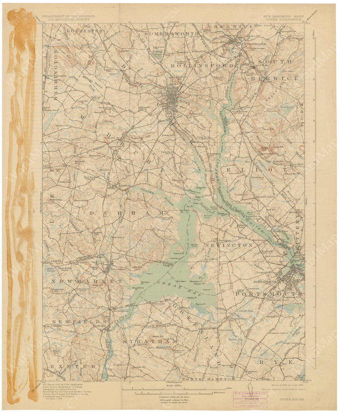 USGS Maine and New Hampshire: Dover Sheet 1925