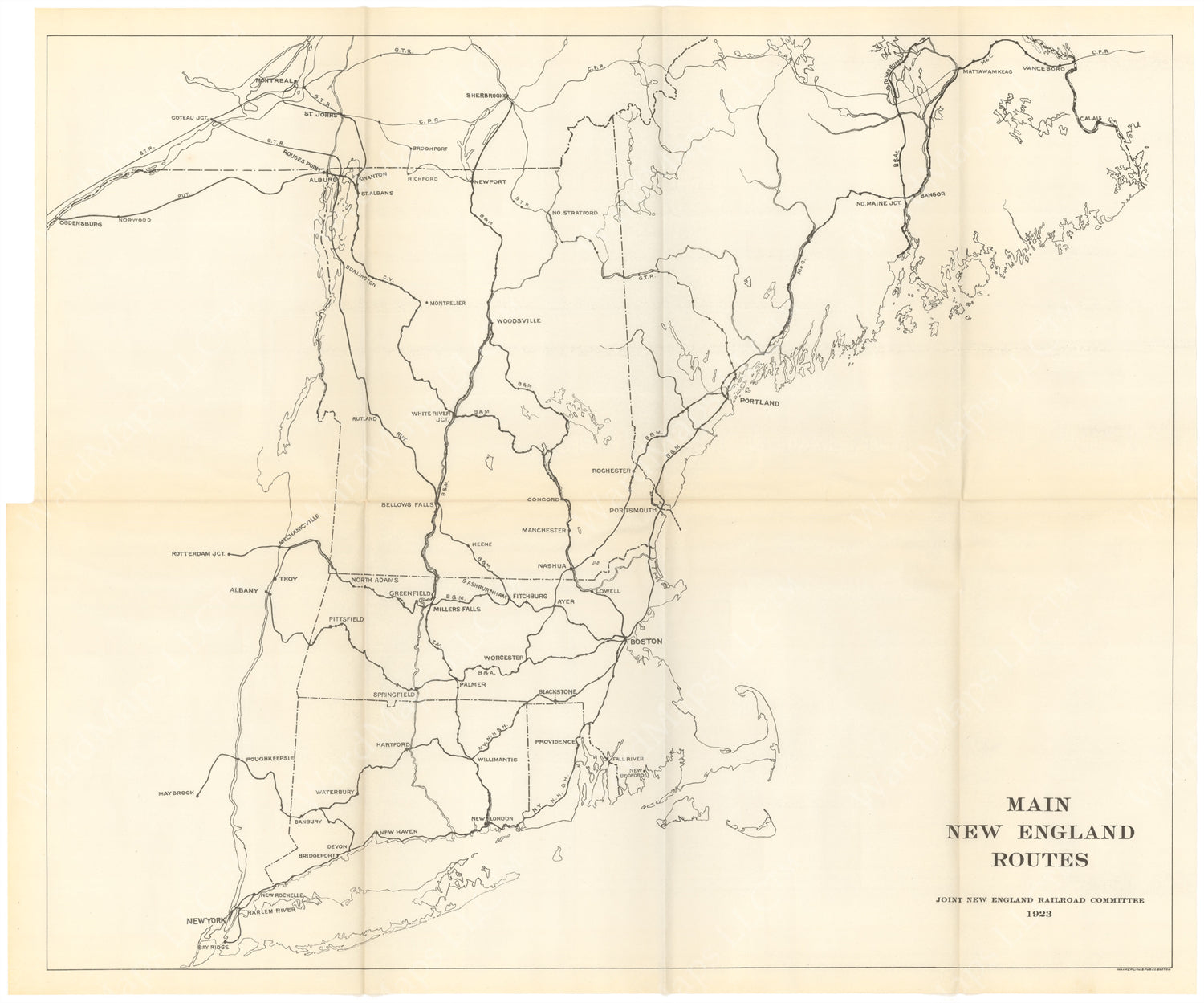 1923 Train Routes Joint New England Railroad Committee 1923: Main New England Routes ...