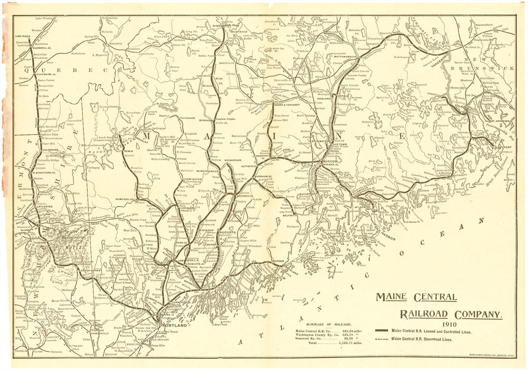 Maine Central Railroad Annual Report Map 1910