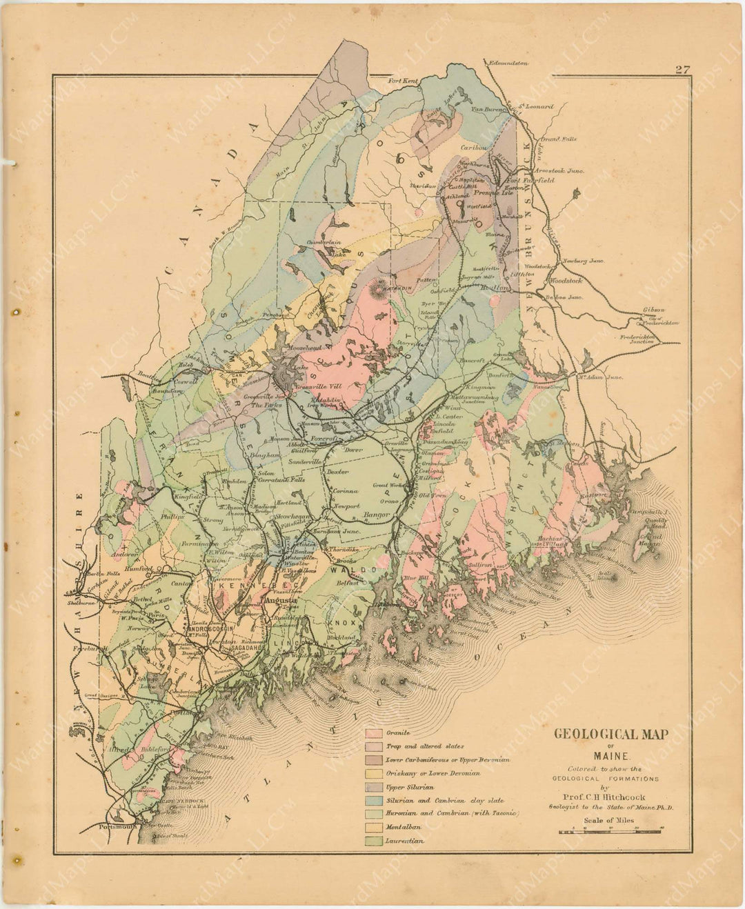 Maine Geological Map 1894-95