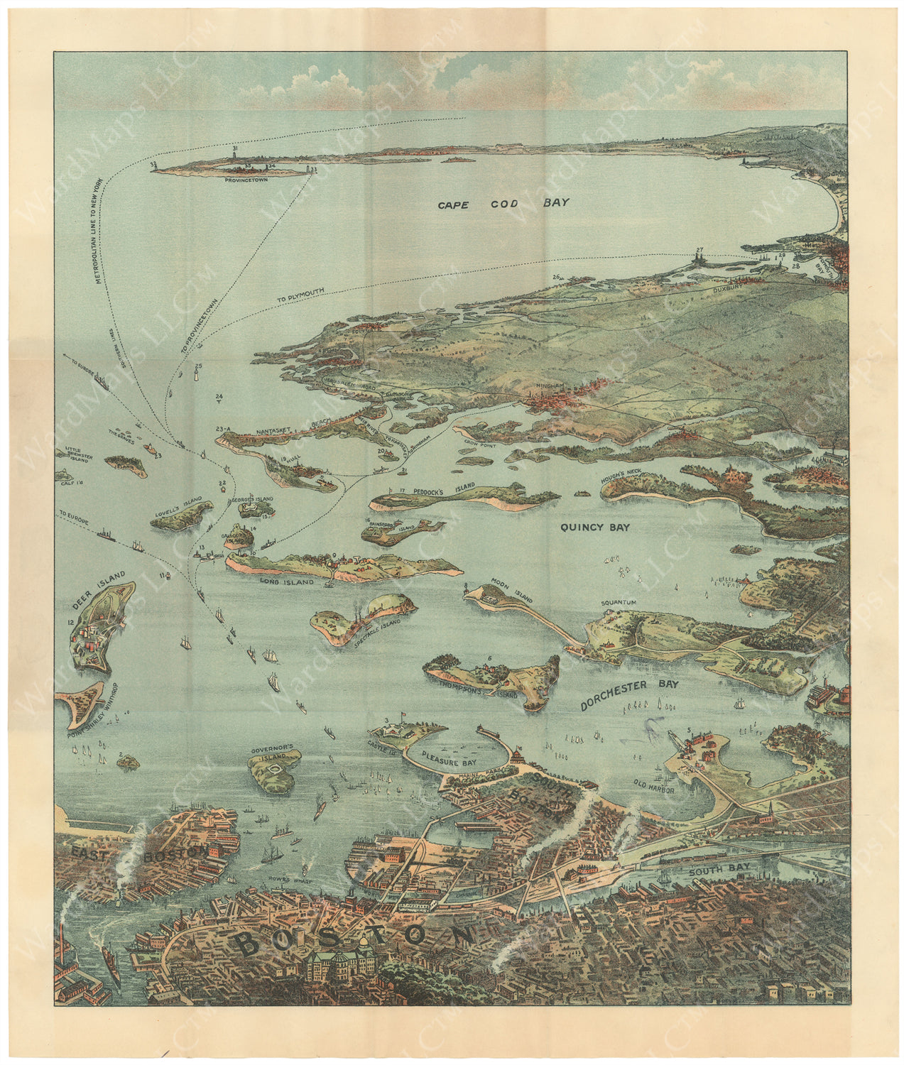 Harbor Map Cod Boston Harbor and Cape Cod Bay Circa 1900 – WardMaps LLC