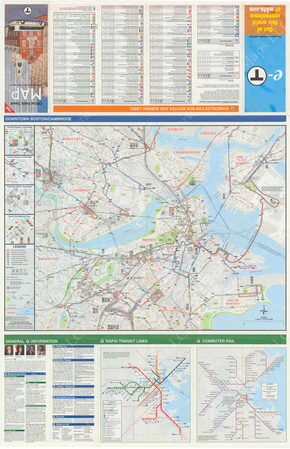 Boston, Massachusetts MBTA System Route Map 2000 (Side B)