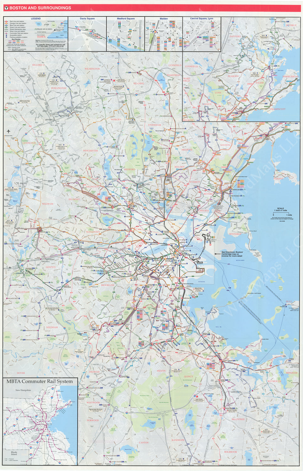 Boston Mbta Map.pdf Boston, Massachusetts MBTA System Route Map 2006 (Side A) – WardMaps LLC