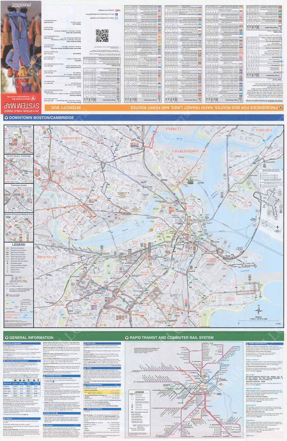 Boston, Massachusetts MBTA System Route Map 2013 (Side B)