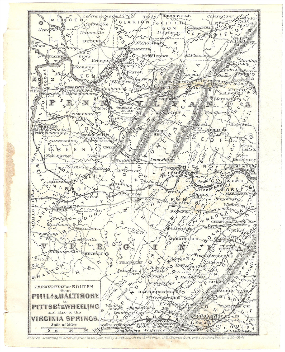 Railroads Serving Western Pennsylvania, Western Maryland, and Northern West Virginia 1848