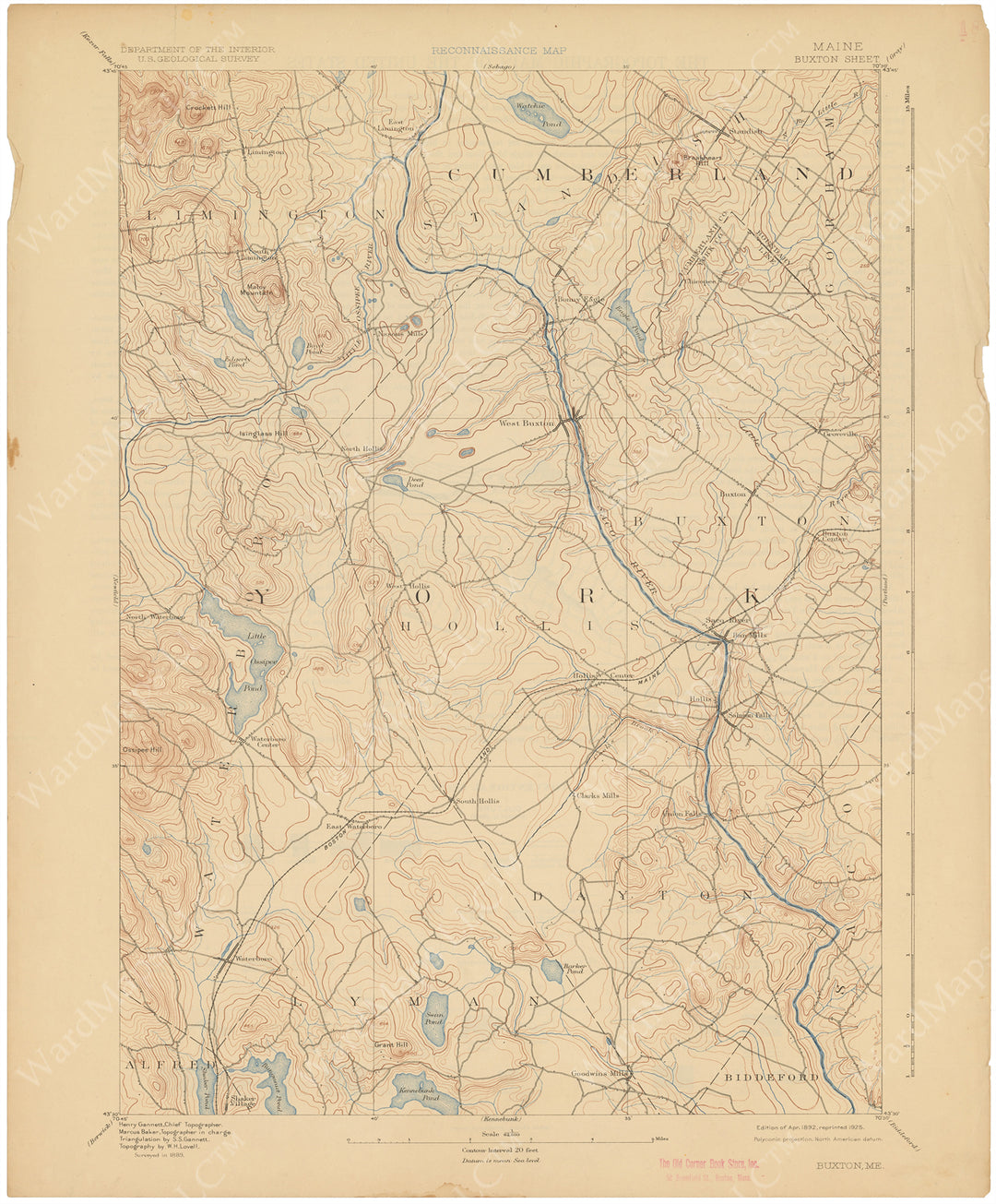 USGS Maine: Buxton Sheet 1925